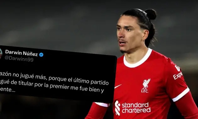 Darwin Nunez đăng đàn bức xúc vì ít được ra sân tại Liverpool